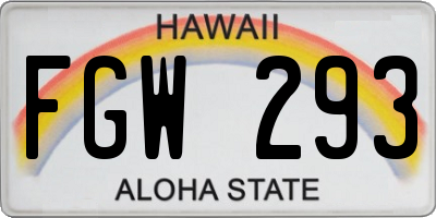 HI license plate FGW293