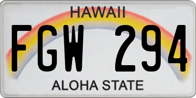 HI license plate FGW294