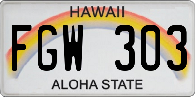 HI license plate FGW303