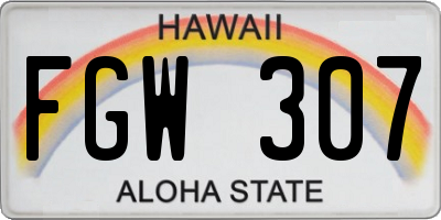 HI license plate FGW307