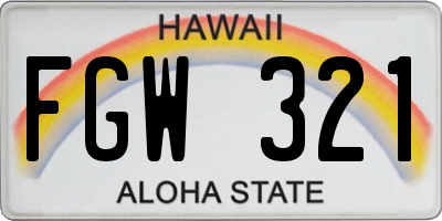 HI license plate FGW321