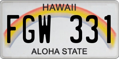 HI license plate FGW331
