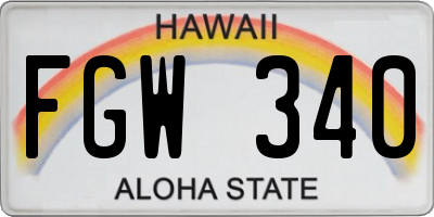 HI license plate FGW340