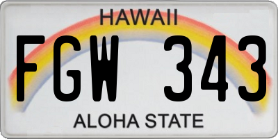 HI license plate FGW343