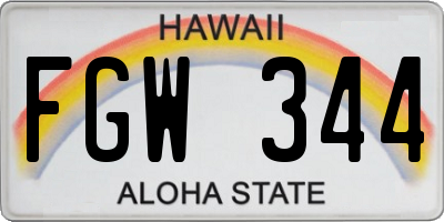 HI license plate FGW344