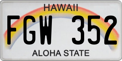 HI license plate FGW352