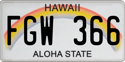 HI license plate FGW366