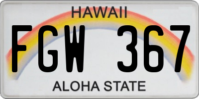 HI license plate FGW367