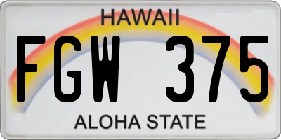 HI license plate FGW375