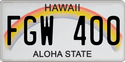 HI license plate FGW400