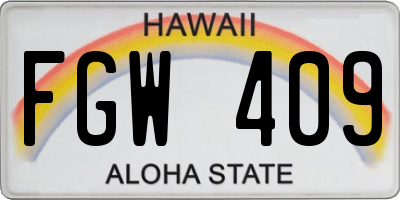 HI license plate FGW409