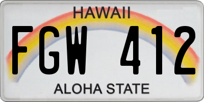 HI license plate FGW412