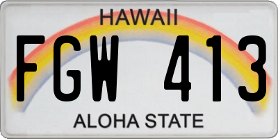 HI license plate FGW413