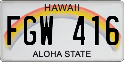 HI license plate FGW416