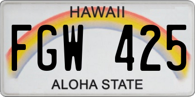 HI license plate FGW425