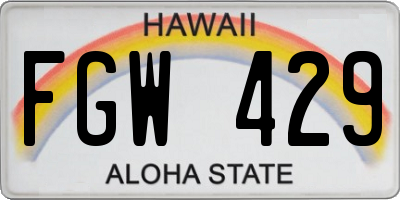 HI license plate FGW429