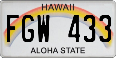 HI license plate FGW433