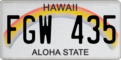 HI license plate FGW435