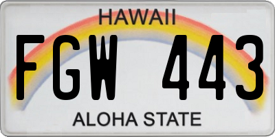 HI license plate FGW443