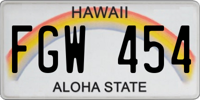 HI license plate FGW454