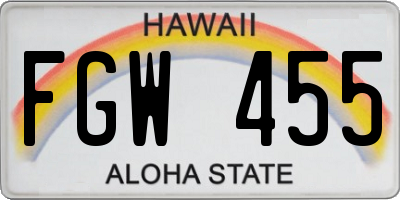 HI license plate FGW455
