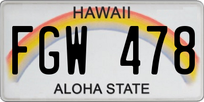 HI license plate FGW478