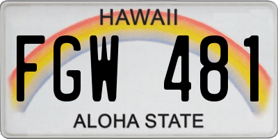 HI license plate FGW481