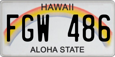 HI license plate FGW486