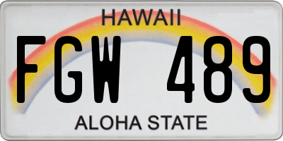 HI license plate FGW489