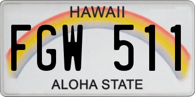 HI license plate FGW511