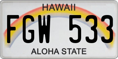 HI license plate FGW533