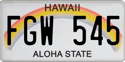 HI license plate FGW545
