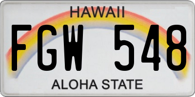 HI license plate FGW548