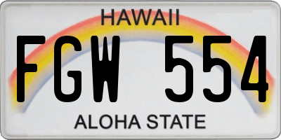 HI license plate FGW554