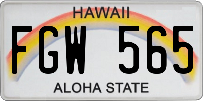 HI license plate FGW565