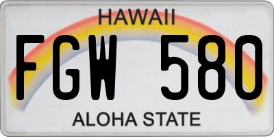 HI license plate FGW580