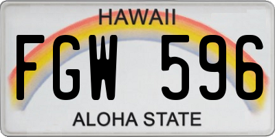HI license plate FGW596