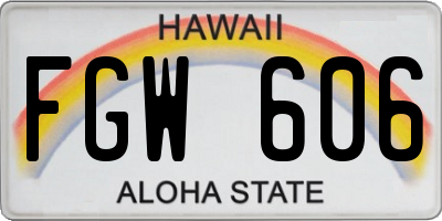 HI license plate FGW606