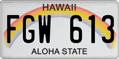 HI license plate FGW613