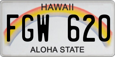 HI license plate FGW620