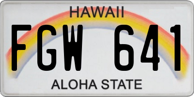 HI license plate FGW641