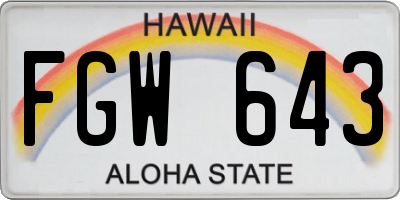 HI license plate FGW643