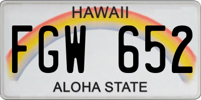 HI license plate FGW652