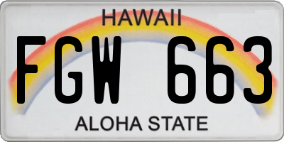 HI license plate FGW663