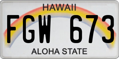 HI license plate FGW673