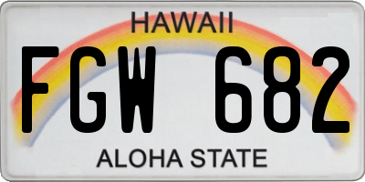 HI license plate FGW682