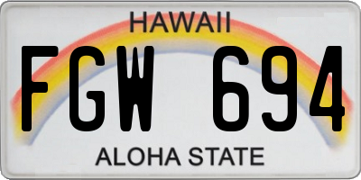 HI license plate FGW694