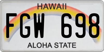 HI license plate FGW698
