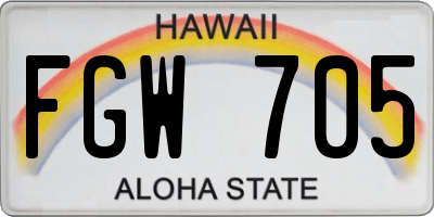 HI license plate FGW705