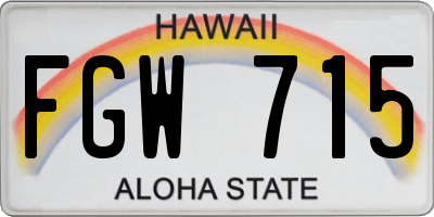 HI license plate FGW715